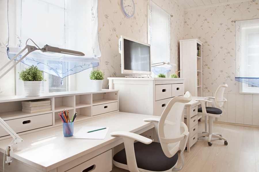 Modern interior of schoolroom in sunlight closeup